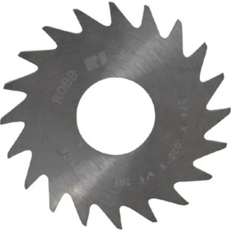 RobbJack 3/4 x 0.02, 1/4 Arbor, 20-Tooth Solid Carbide Slitting & Slotting Saw Uncoated, RH Cut, Straight Teeth, Conc...